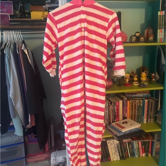 Pink and White Striped Kids Cheshire Cat Alice in Wonderland costume ONE PIECE - Picture 3 of 3